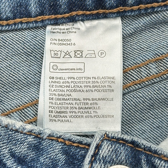 H & M Blue Denim Frayed Hem Women's Festival Shorts high waisted size 10 (A47) - Picture 7 of 8